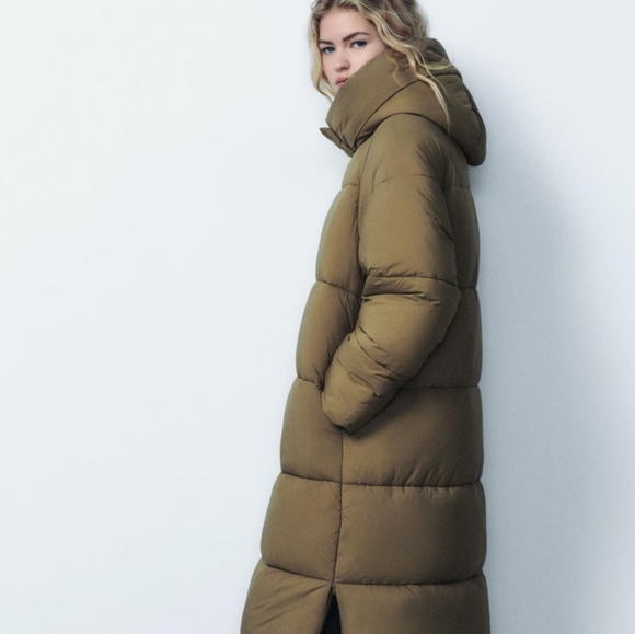 ZARA Women's Water&Wind Protection Long Anorak(Dark Olive, US L /EUR L) - Picture 4 of 16